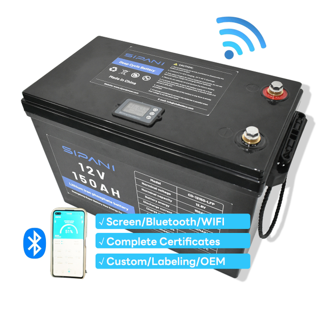 블루투스 WIFI MPPT 컨트롤러 배터리 표시기가있는 맞춤형 12V 24V 36V LifePO4 RV 해양 선박 보트 홈 에너지 저장 리튬 철 인산염 배터리