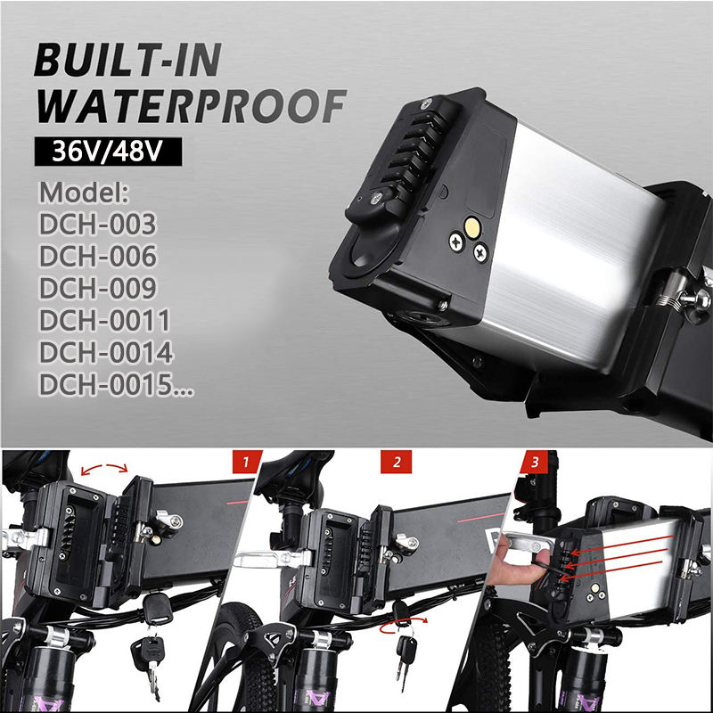 Aluminum 36v 14ah 17.5ah Li-ion Foldable Electric Bike Battery 36v 48V Folding Ebike Lithium Ion Battery Insert Battery of Ebike DCH