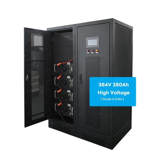 384V 100kWh 고전압 배터리 384V 280AH HV ESS 랙 마운트 고전압 업 Lifepo4 배터리 팩 소규모 산업 및 상업용 태양 에너지 시스템 LFP 380V 107kwh